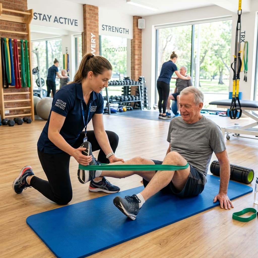 Physiotherapist helping patient with exercises